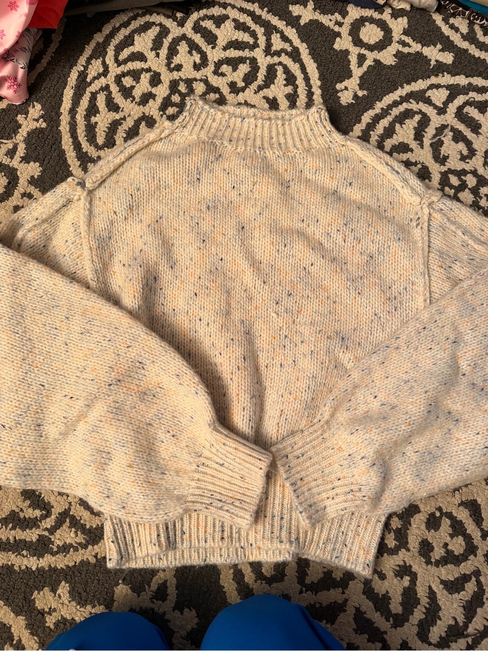 Kimchi Blue Cream Flecked Mock Neck Sweater
